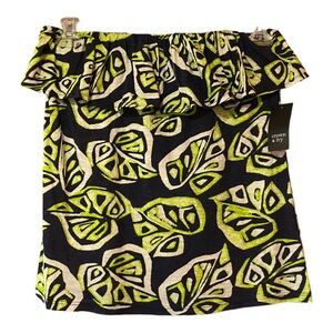 Crown and Ivy PM Off the Shoulder Strapless 100% Cotton Tropical Top-NWT